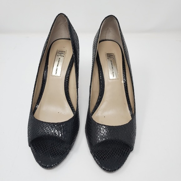 INC Black Snake Skin Faux Leather Pumps Size 6 - Picture 2 of 10